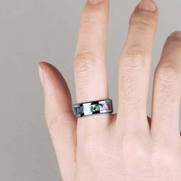 Parker Stainless Steel Abalone Shell Men's Ring 8MM - *NEW SIZES IN* - Picture 5 of 12